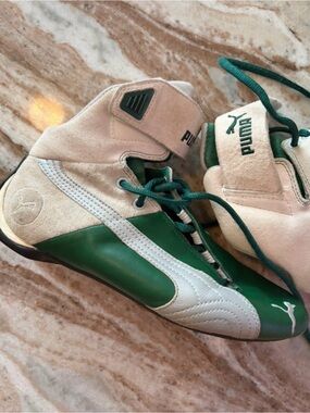 Puma Green and Cream High-Top Sneakers